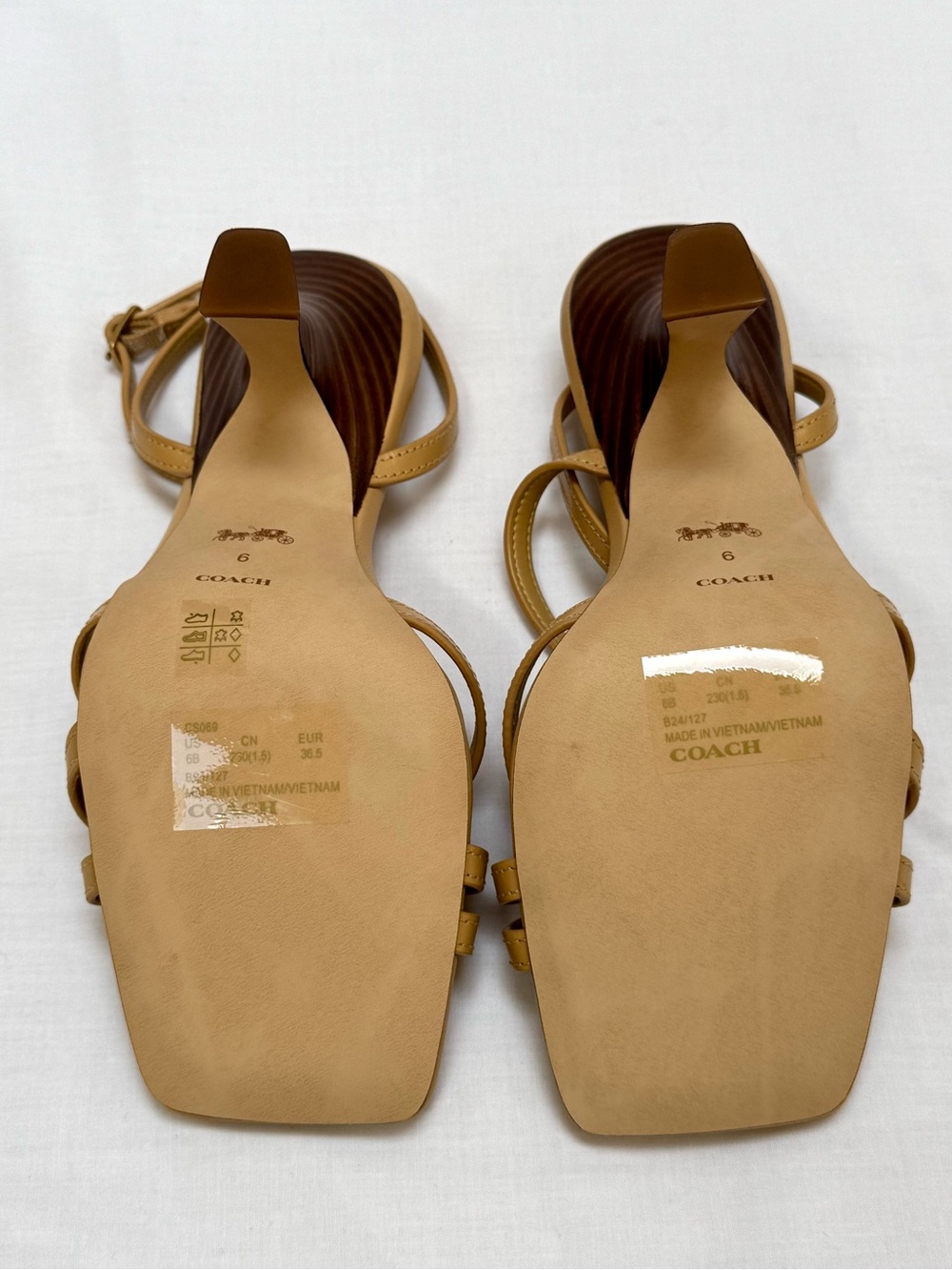 New COACH Kelsey Ankle Strap Sandal Tan 6 Strappy Evening Dress Shoes - Picture 8 of 8